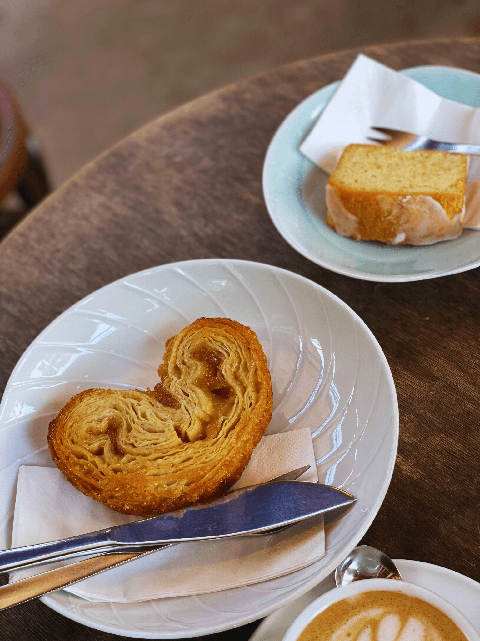 A yuzu palmier and a slice of lime pound cake at CIBI