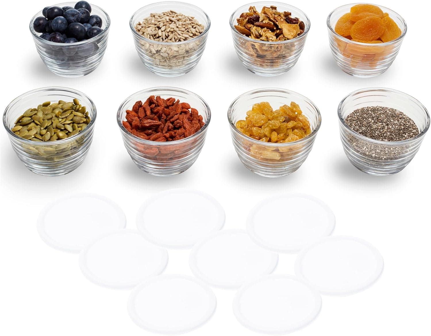 Small glass containers for portioning natto