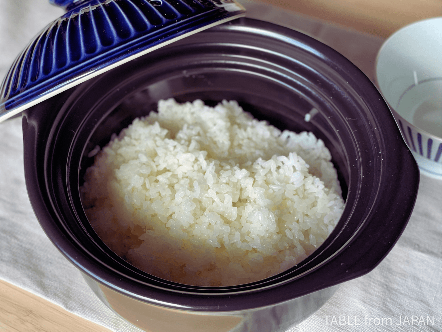 A donabe clay pot used for cooking Japanese rice