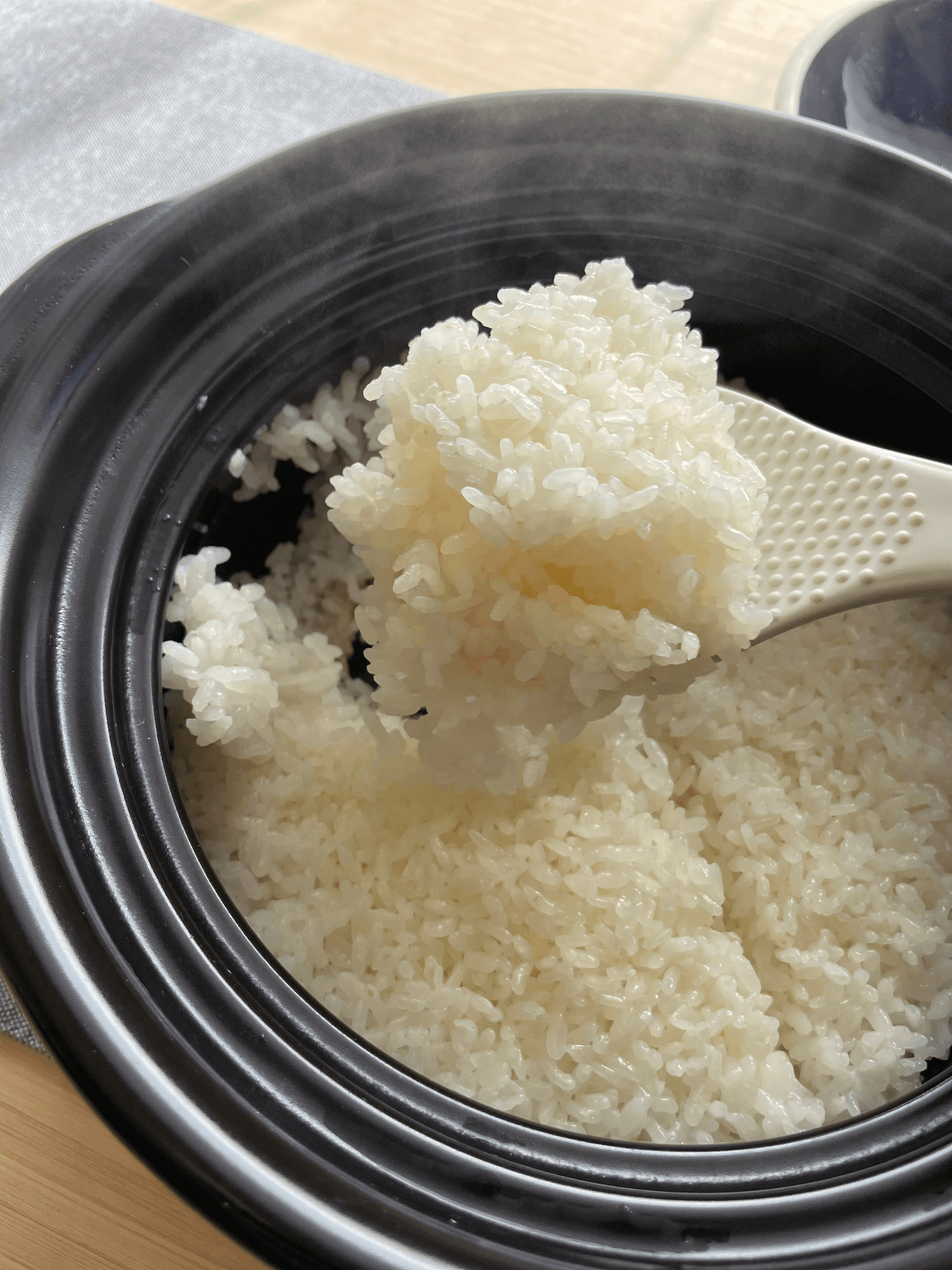 Freshly cooked Japanese rice in a rice cooker