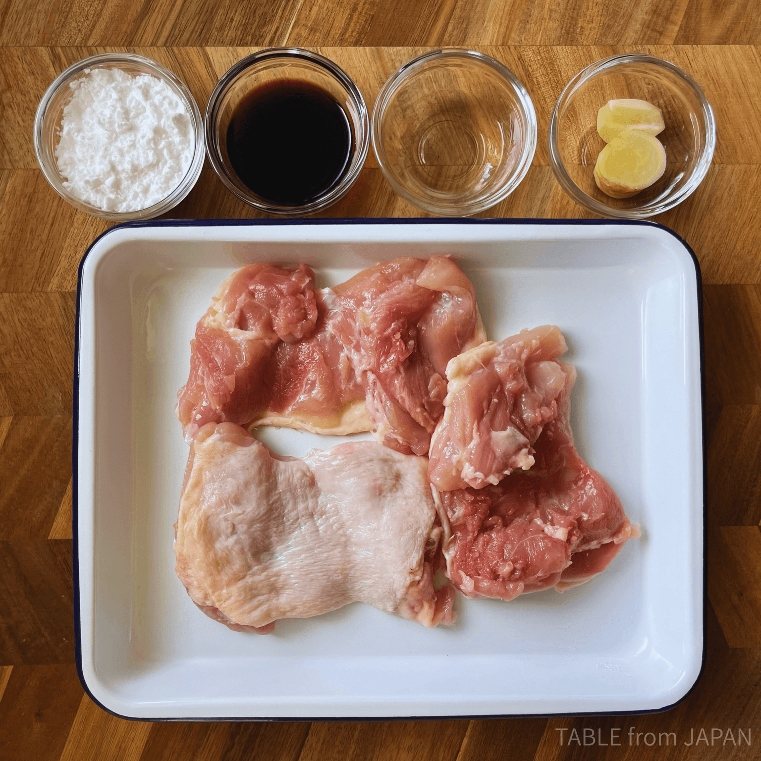 Ingredients for Japanese Fried Chicken (Karaage)