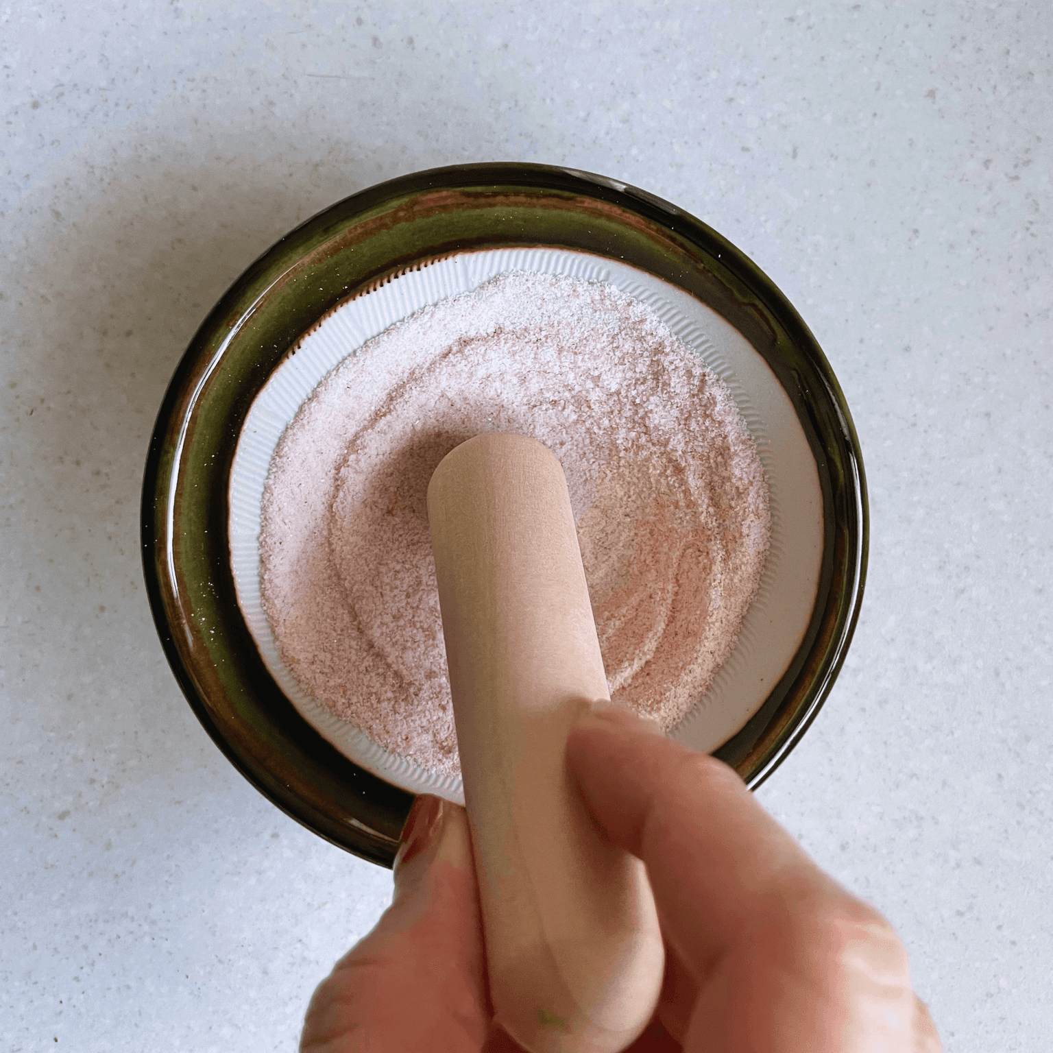 Step 2 for making matcha salt