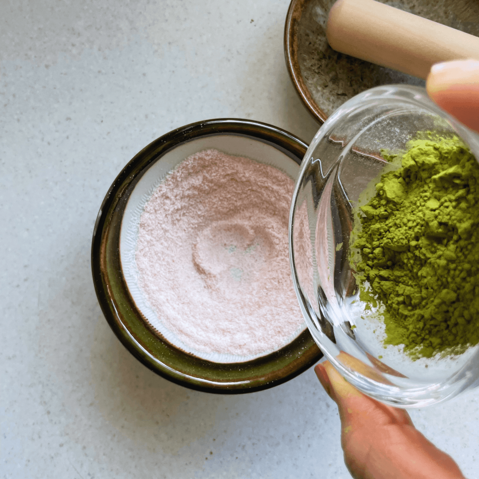 Step 3 for making matcha salt