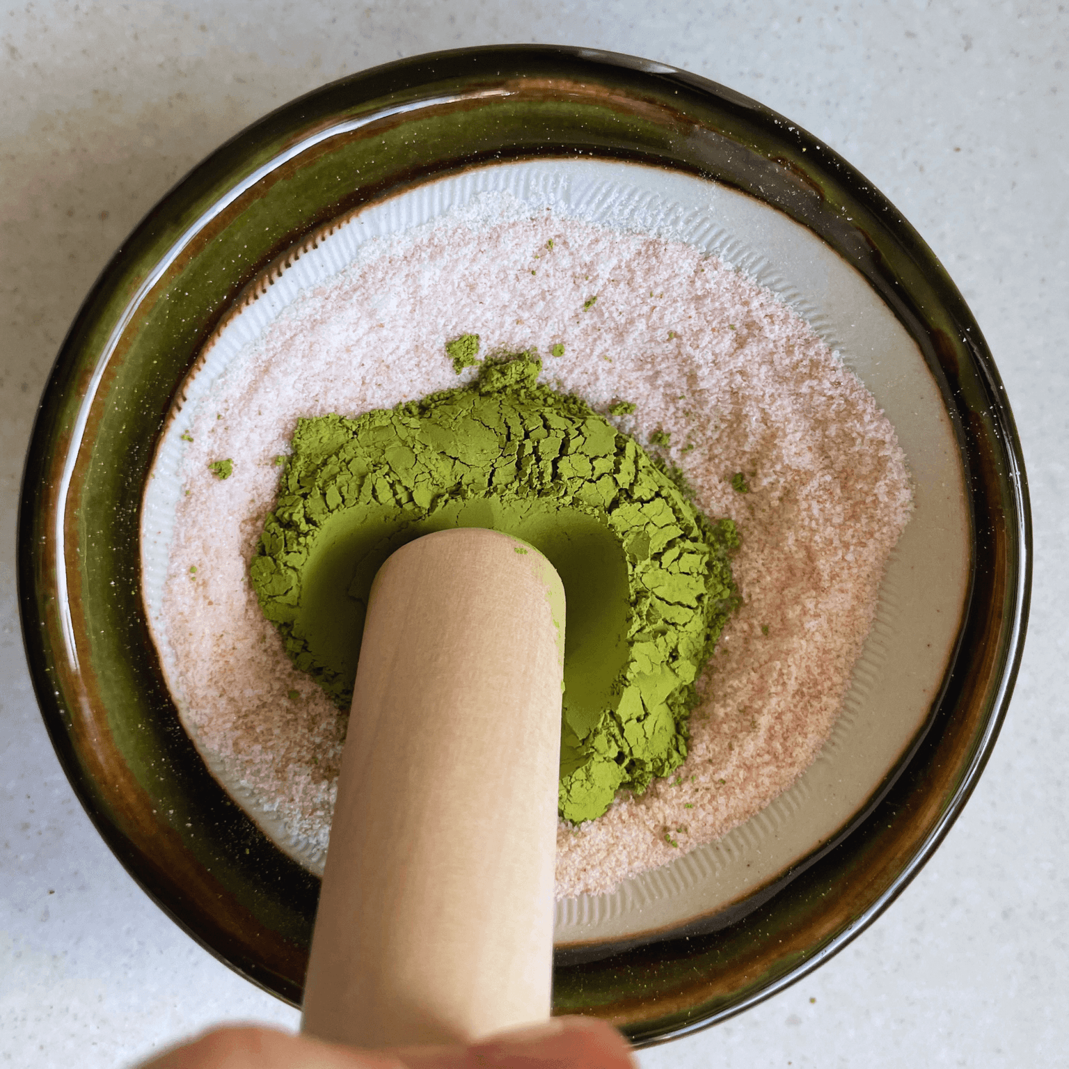 Step 4 for making matcha salt