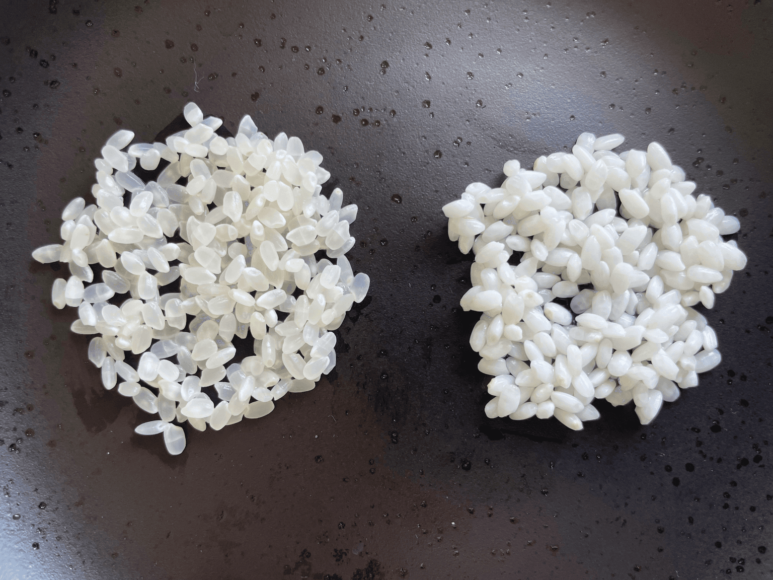 Japanese rice before and after soaking