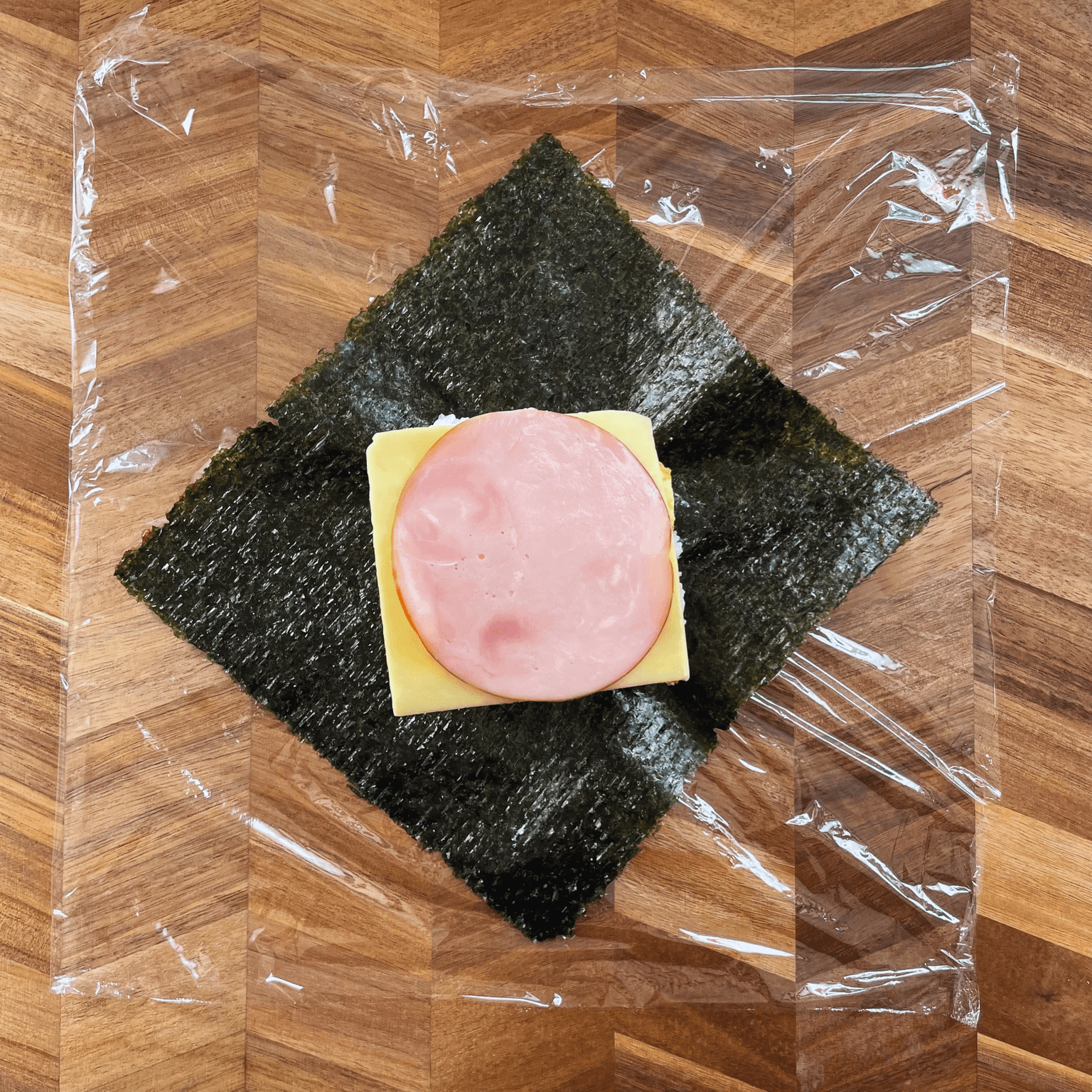 Ham and cheese filling for onigirazu