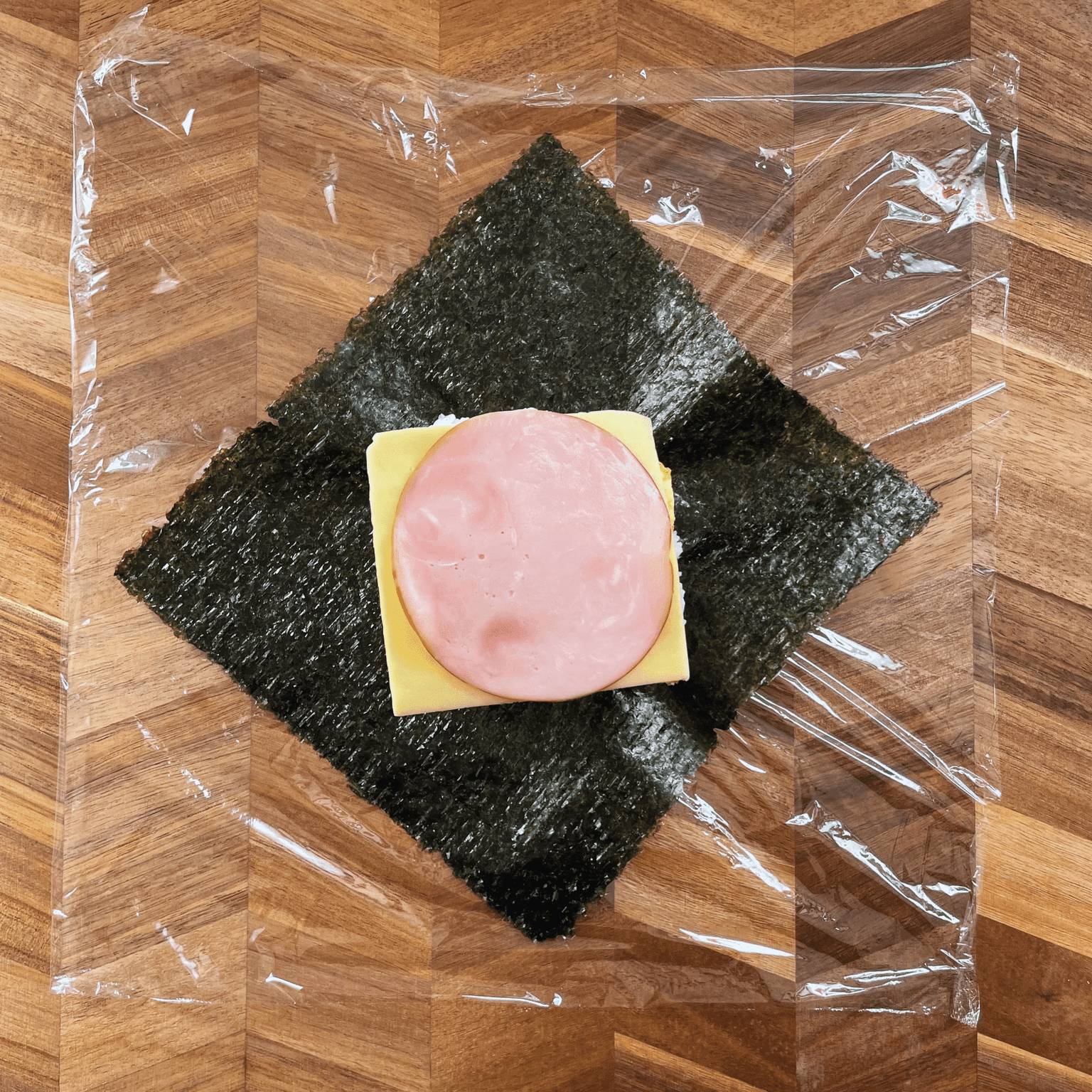 Ham and cheese filling for onigirazu
