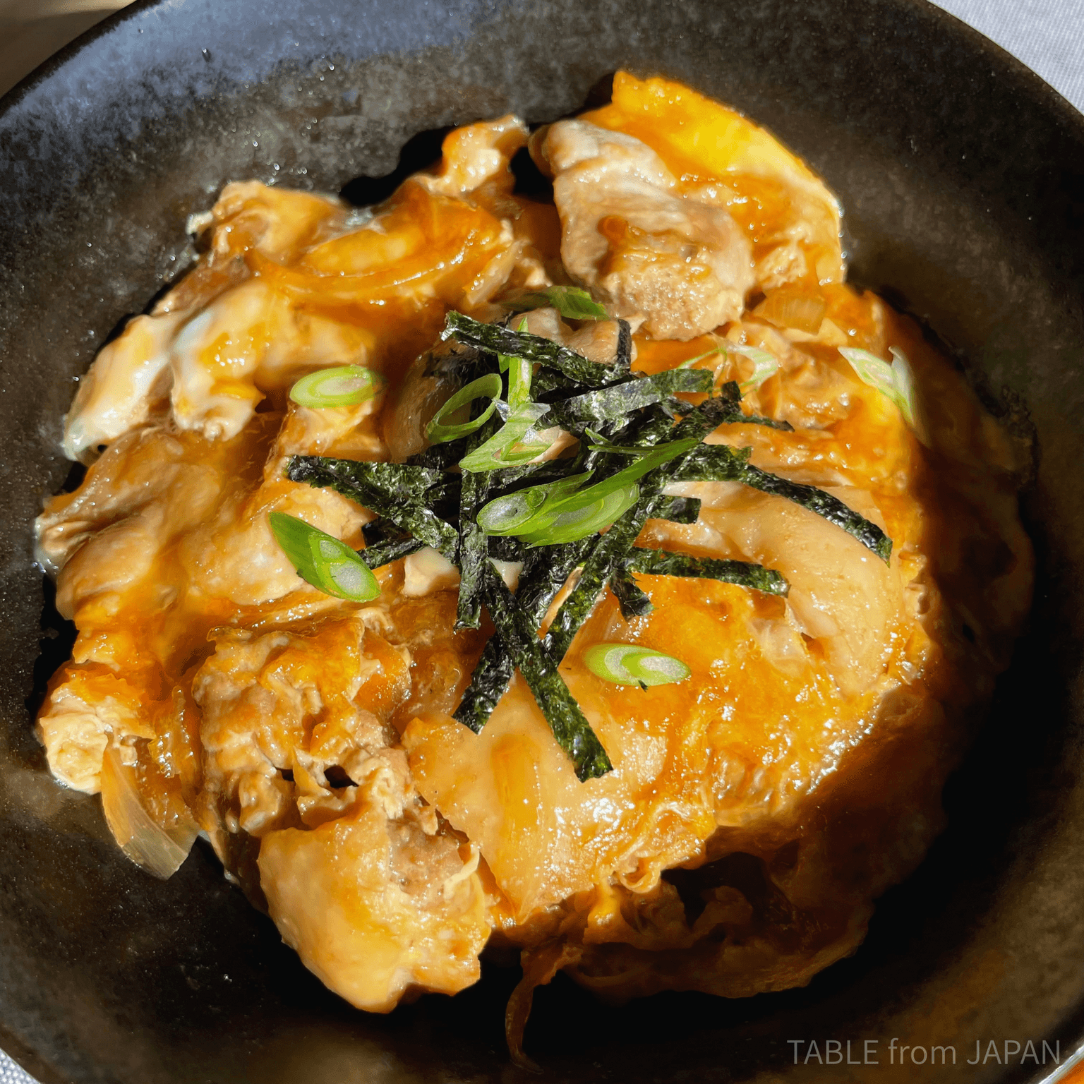 Finished oyakodon served over Japanese rice