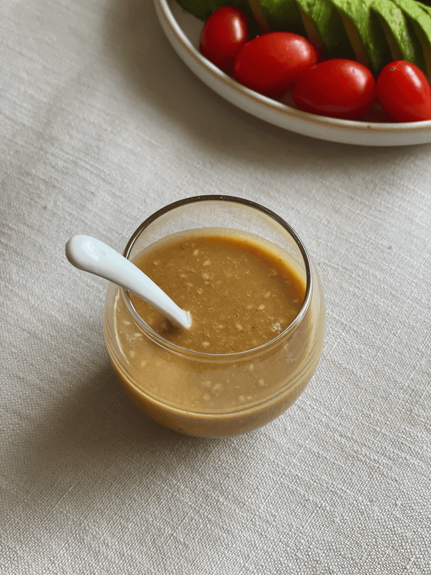 Japanese sesame dressing with salad vegetables